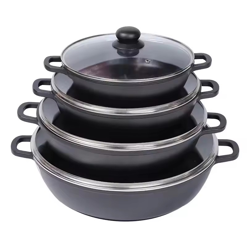Conjunto de panelas e frigideiras de indução de cozinha antiaderente conjunto de caçarola de utensílios de cozinha