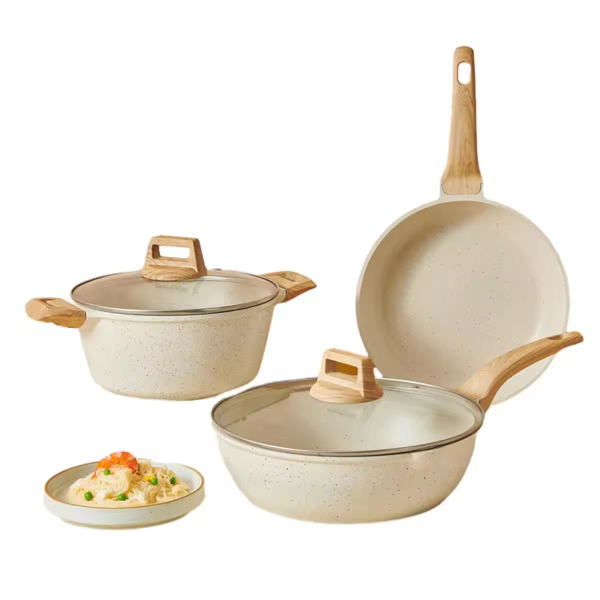 Conjuntos de panelas de alumínio antiaderentes com logotipo personalizado para cozinhar em casa