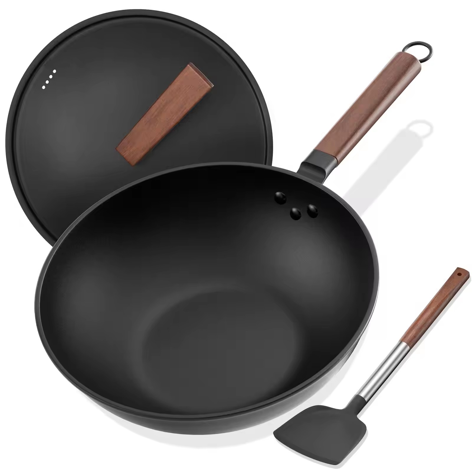 Panela Wok Stir-Fry antiaderente não tóxica com tamanho de logotipo personalizado