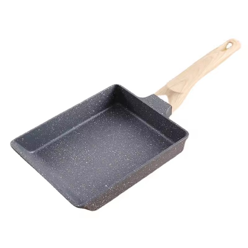 Pedra de jade espessada e alta, ovo assado de trigo grosso, antiaderente, retangular, de qualidade alimentar, ovo frito