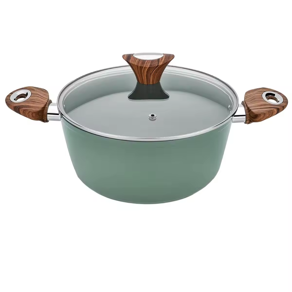 Utensílios de cozinha com logotipo personalizado, caçarolas de alumínio com duas alças e tampas de vidro